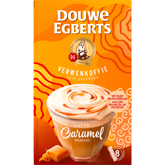 Douwe Egberts Oploskoffie latte caramel - Dirk