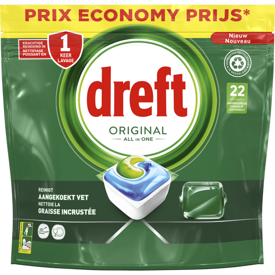 Dreft Vaatwastabletten all in one orig. green tabs - Dirk
