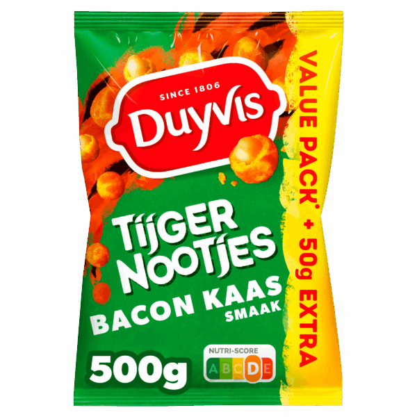 Duyvis Tijgernoten Bacon/Cheese 500G - PLUS