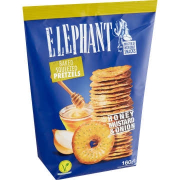 Elephant Baked Squeezed Pretzels Honey Mustard & Onion - JUMBO