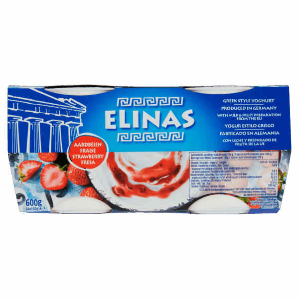 Elinas Griekse stijl yoghurt aardbei 4-pack - PLUS