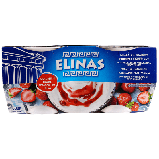 Elinas Yoghurt griekse stijl aardbei 4 stuks - Dirk