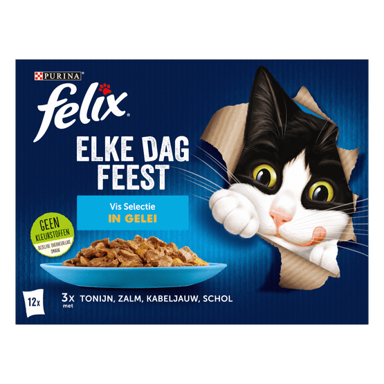 Felix Kattenvoer elke dag feest vis selectie in gelei - Dirk