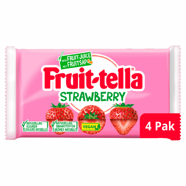 Fruittella Aardbei Vegan 4-Pack - PLUS