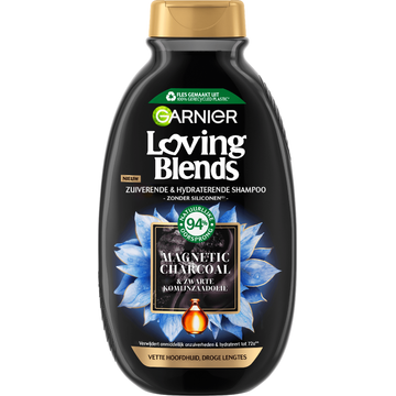 Garnier Loving Blends - Shampoo - Magnetic Charcoal - Vette hoofdhuid & droge lengtes - JUMBO