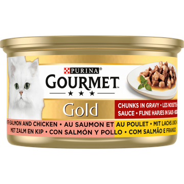 Gourmet Gold Fijne Hapjes Kattenvoer nat met Zalm en Kip - JUMBO