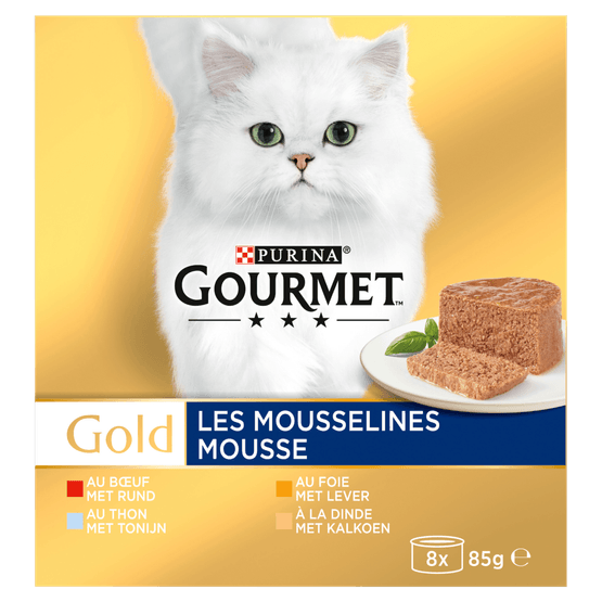 Gourmet Gold mousse tonijn-lever-kalkoen-rund 8 stuks - Dirk