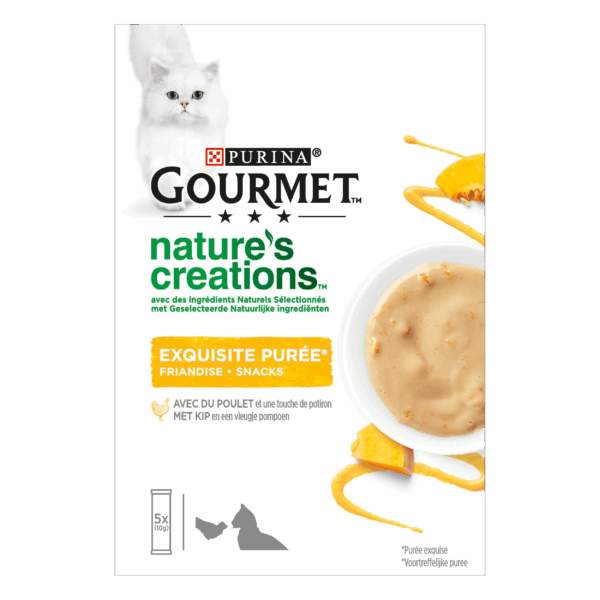 Gourmet Puree kattensnacks met kip & catnip - PLUS