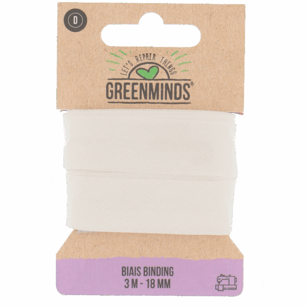 Greenminds Biais band wit 18mm 3meter - PLUS