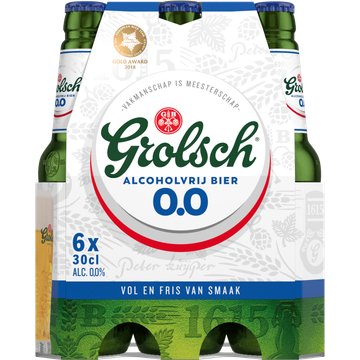 Grolsch Alcoholvrij Bier 0.0 Fles 6 x 300ml - JUMBO