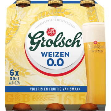 Grolsch - Weizen - 0.0% Alcoholvrij - Fles - 6 x 300ML - JUMBO