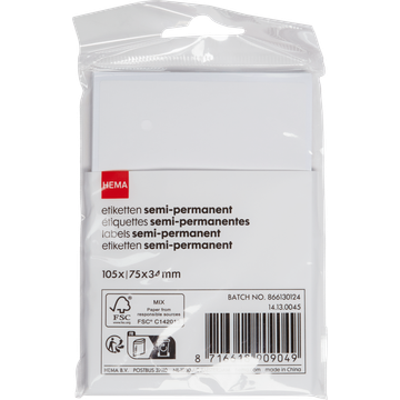 HEMA 105 Labels 75X34MM - JUMBO