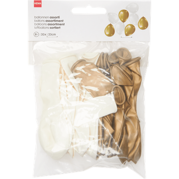HEMA Ballonnen Wit-Goud 20 Stuks - JUMBO