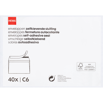 HEMA Enveloppen Zelfklevende Sluiting C6 40 Stuks - JUMBO
