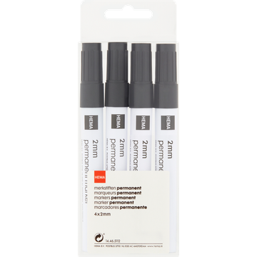 HEMA Merkstiften Permanent 2 mm 4 Stuks - JUMBO