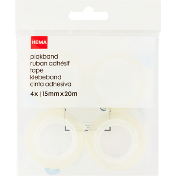 HEMA Plakband 15 mm x 20 m 4 Stuks - JUMBO