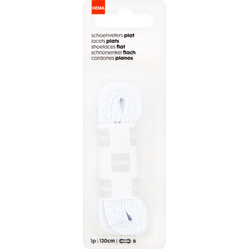 HEMA Schoenveters Plat Wit 120 cm - JUMBO