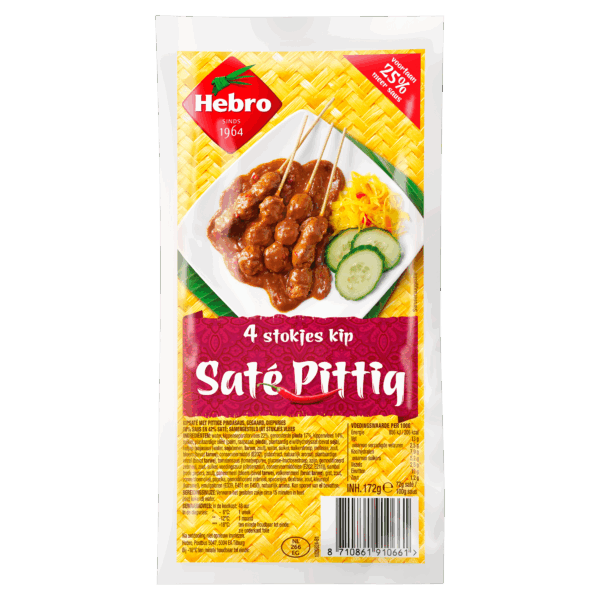 Hebro 4 Stokjes Kipsaté Pittig - PLUS