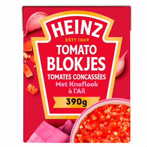 Heinz Tomatenblokjes met knoflook - PLUS