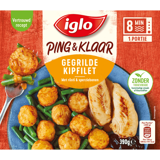 Iglo Gegrilde kipfilet ping & klaar met rosti en sperziebonen - Dirk
