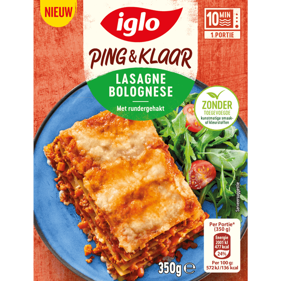 Iglo Ping en klaar lasagne bolognese - Dirk