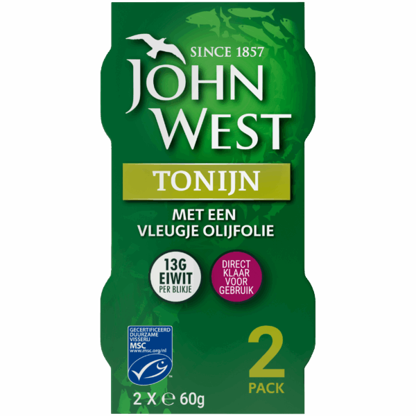 John West Tonijnstukken olijfolie MSC 2 pack - PLUS