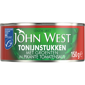 John West tonijnstukken met groenten in pikante tomatensaus - JUMBO