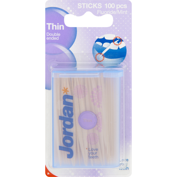 Jordan Dental Sticks Thin Fluoride Mint - JUMBO
