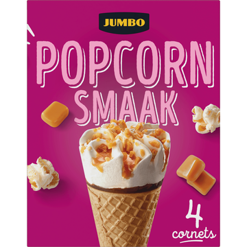 Jumbo IJs Cornets met Popcornsmaak 4 Stuks - JUMBO