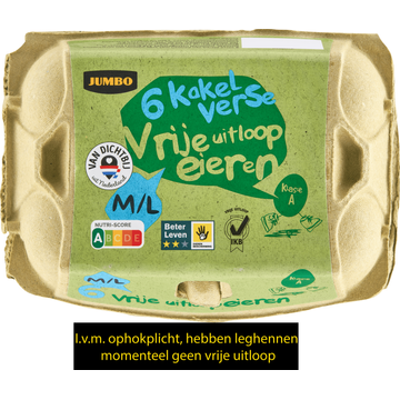 Jumbo Kakel Verse Vrije Uitloop Eieren M/L 6 Stuks - JUMBO