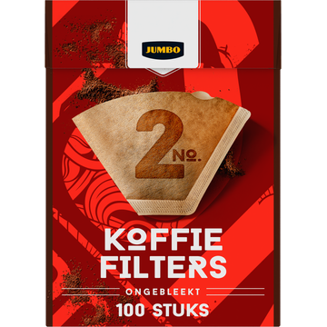 Jumbo Koffiefilters No. 2 Ongebleekt 100 Stuks - JUMBO