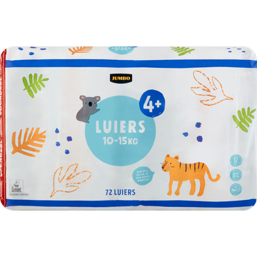 Jumbo Luiers Maat 4+ 10-15 kg Voordeelverpakking 72 Stuks - JUMBO