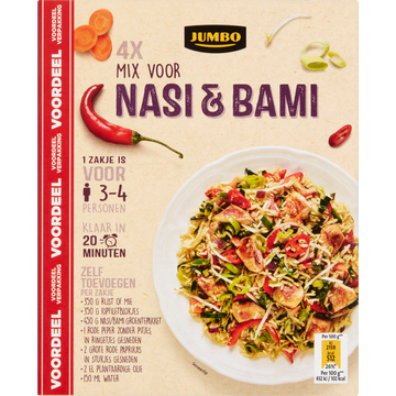 Jumbo Nasi & Bami Mix 4 x 50 g - Voordeelverpakking - JUMBO