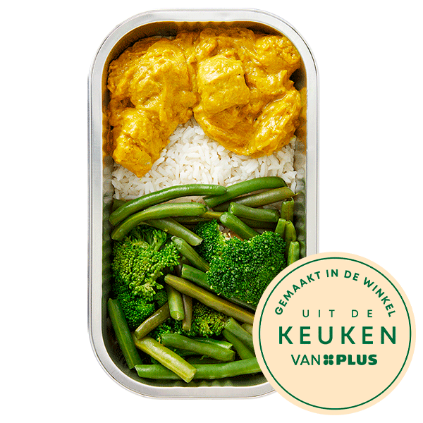 Kip kerrie met witte rijst en groente - PLUS