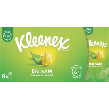 Kleenex Balsam Aloe Vera & Vitamin E Zakdoeken 4-Laags 8 Stuks - JUMBO