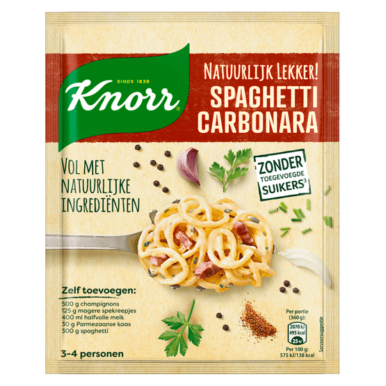 Knorr Kruidenmix natuurlijk spaghetti carbonara - Dirk
