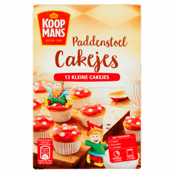 Koopmans Paddenstoel Cakejes Bakmix - PLUS