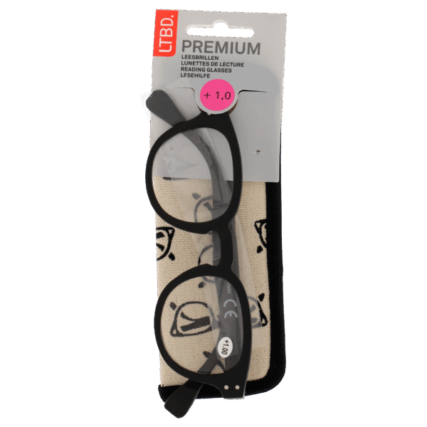 LTBD Premium leesbril zwart etui +1 - PLUS
