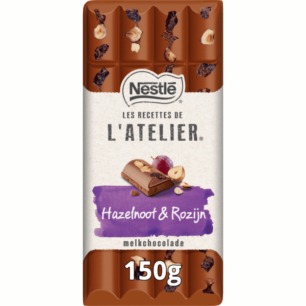 L'atelier Melk hazelnoot rozijn - PLUS