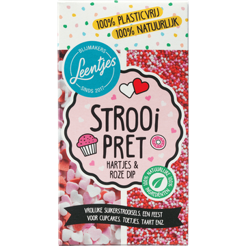 Leentjes Strooi Pret Hartjes & Roze Dip - JUMBO