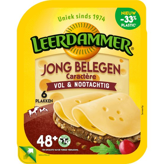 Leerdammer Jong belegen kaas 48+ plakken - Dirk