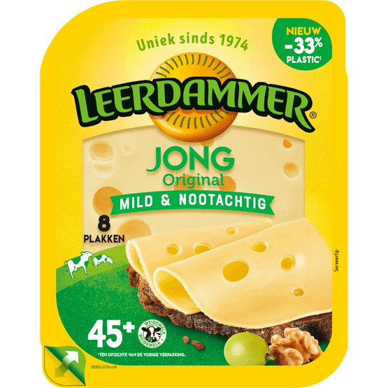 Leerdammer Jonge kaas 45+ plakken - Dirk
