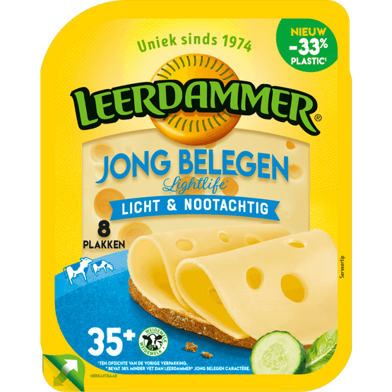 Leerdammer Kaas jong belegen 35+ plakken - Dirk