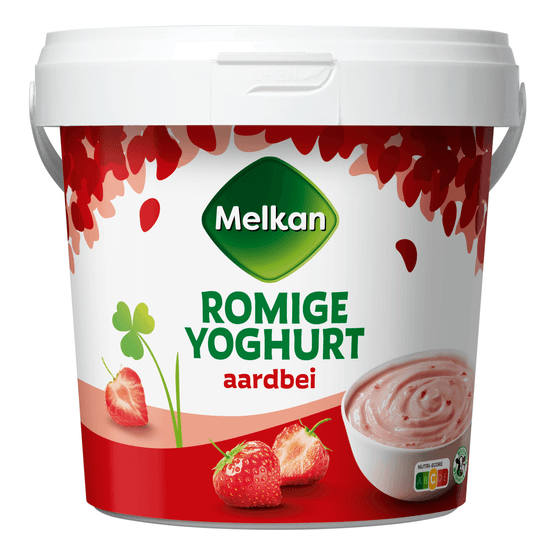 Melkan Roomyoghurt aardbei - Dirk