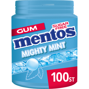 Mentos Gum Mighty Mint Suikervrij Pot 100 stuks - JUMBO