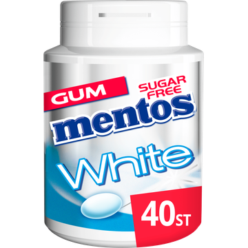 Mentos Gum White Sweet Mint Suikervrij Pot 40 stuks - JUMBO