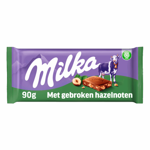 Milka Chocoladereep melk gebroken hazelnoot - PLUS