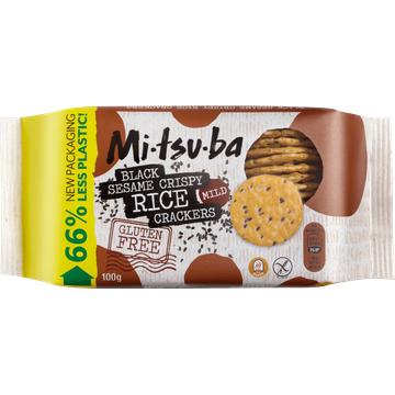 Mitsuba Black Sesame Crispy Rice Crackers - JUMBO