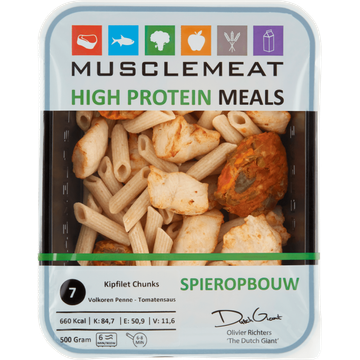 Muscle Meat High Protein Meals Kipfilet Chunks Volkoren Penne - Tomatensaus - JUMBO