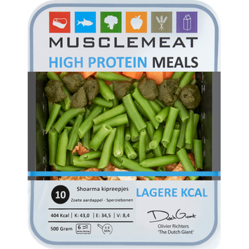 Muscle Meat High Protein Meals Shoarma Kipreepjes Zoete Aardappel - Sperziebonen - JUMBO